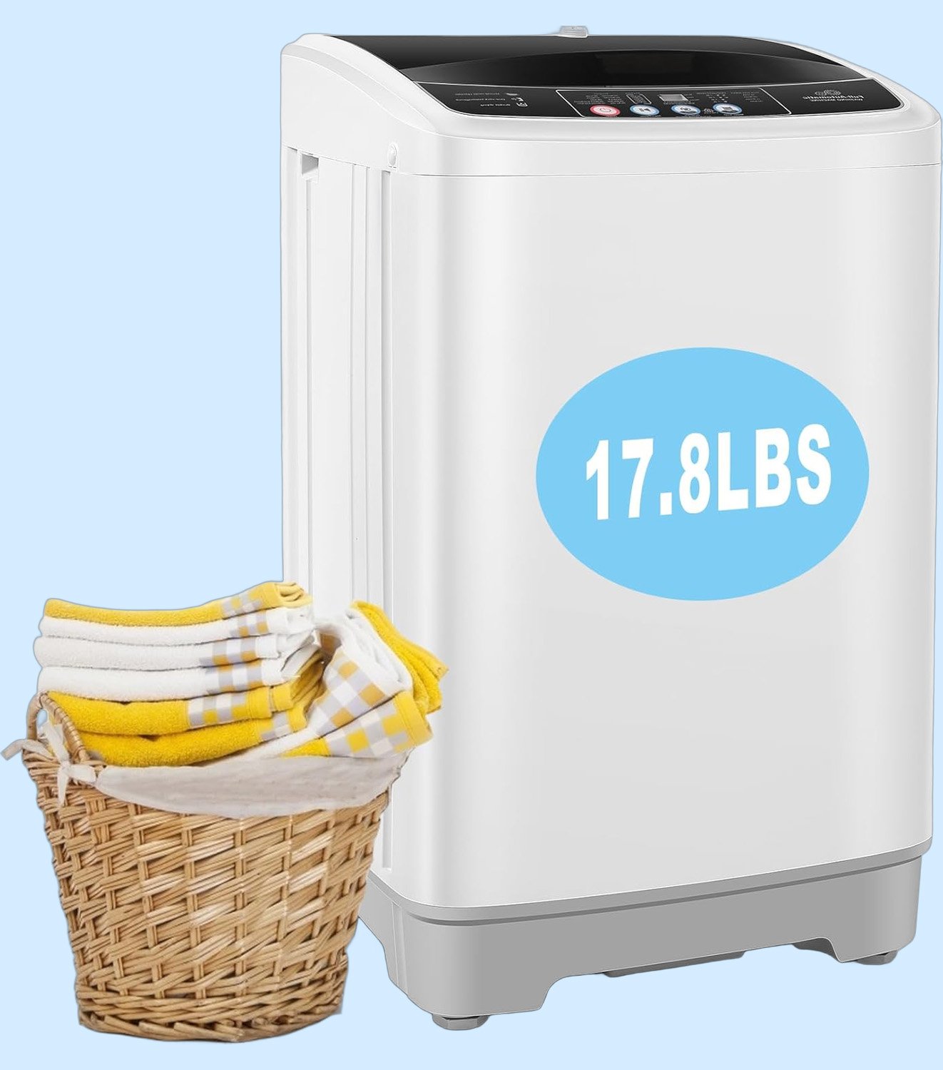 17.8Lbs Portable Washing Machine Nictemaw Portable Washer, 2.4 Cu.ft Washer and Dryer Combo with Drain Pump, 10 Programs 8 Water Level Compact Laundry Washer for Home, Apartment, RV, Dorms
